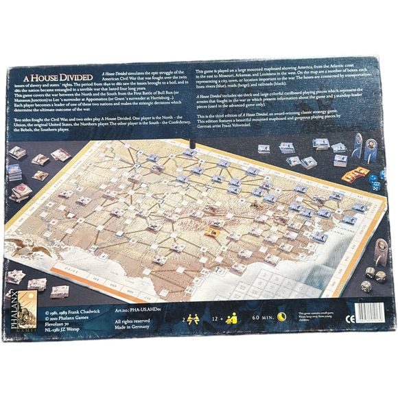 A House Divided American Civil War 1861-1865 Board Game Phalanx Rare Complete? - Picture 7 of 16